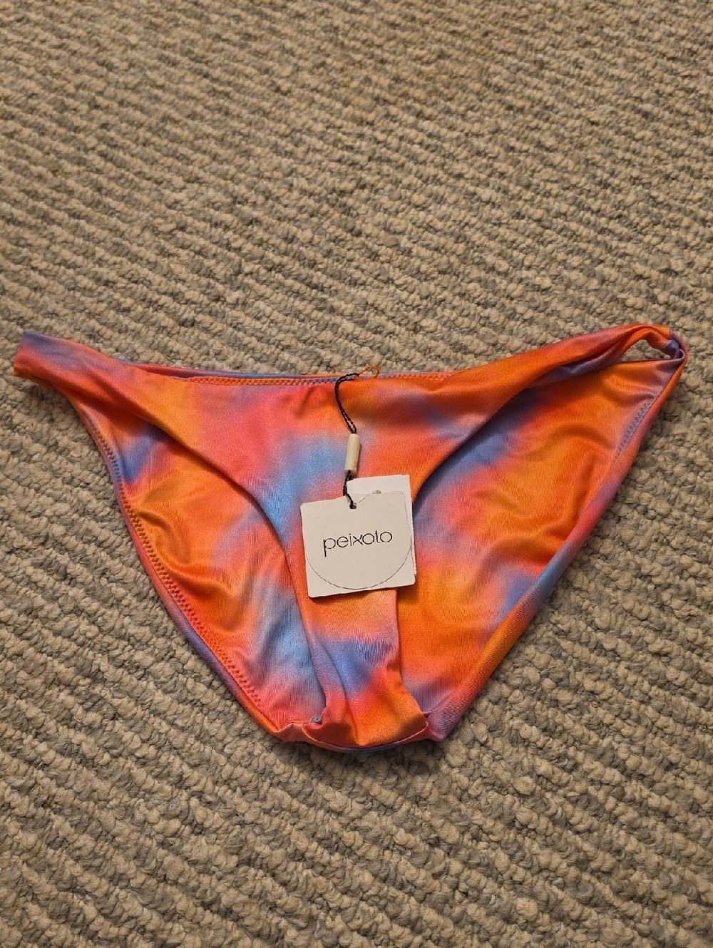 Peixoto Sunset Tie-Dye Bikini Bottom in Orange & Blue Size L